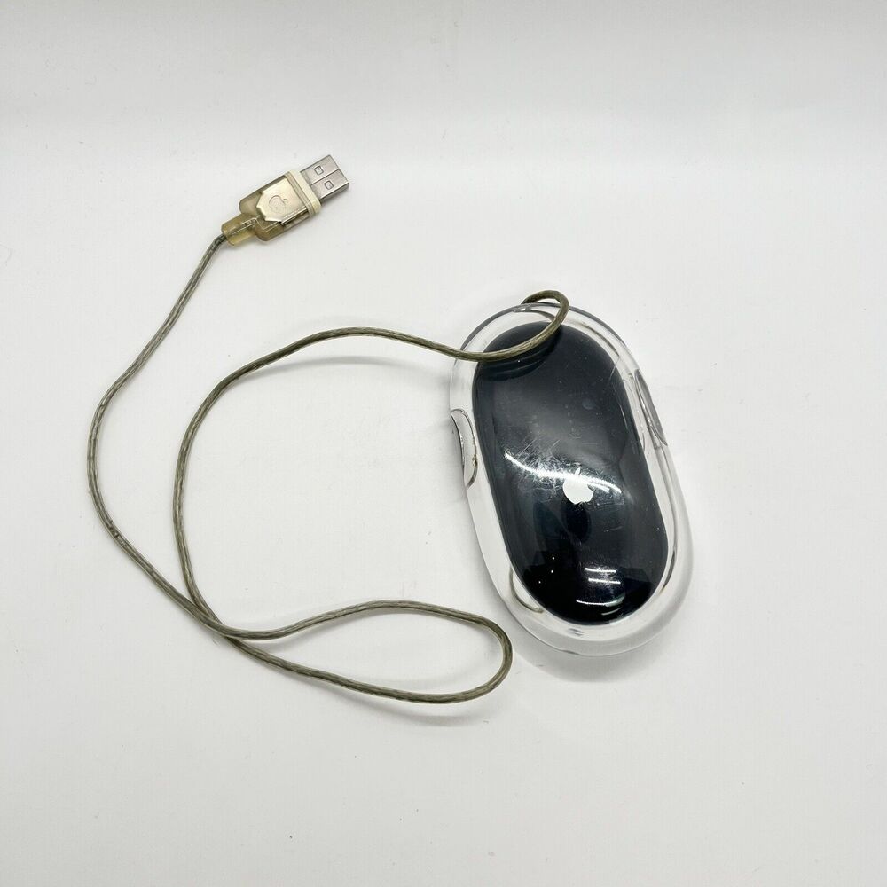 Apple Pro Mouse Optical M5769 Black Clear USB Wired Mac Computer 400 DPI